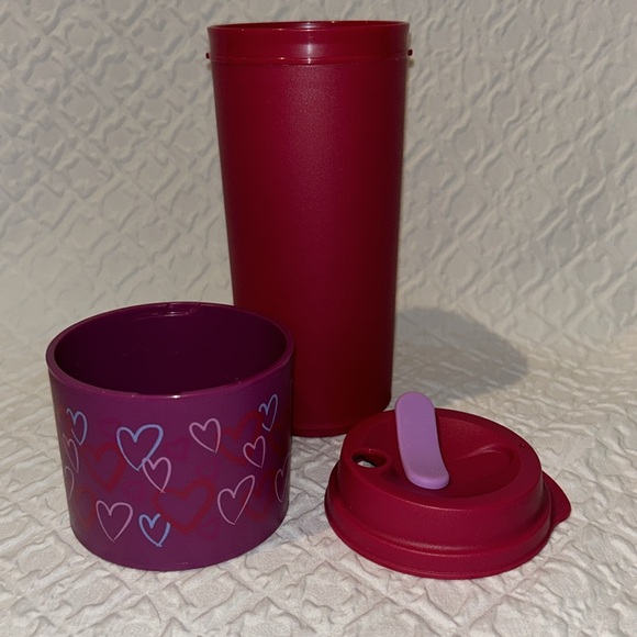 Like New Tupperware 16oz Eco-To-Go Tumbler Cup Hearts - Picture 10 of 13